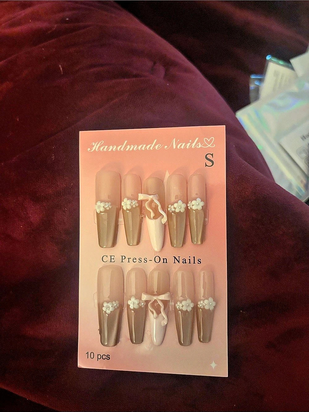Handmade Press-On Nails Pink Size Small NWT